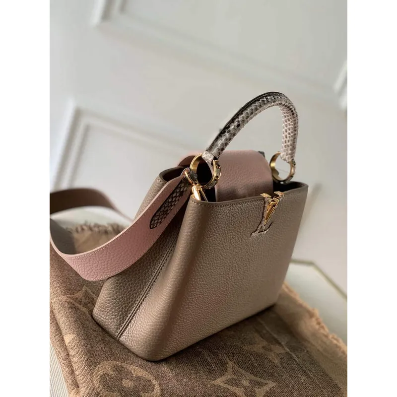 LV M57539 Louis Vuitton Capucines BB Kabelka Šedá a Růžová