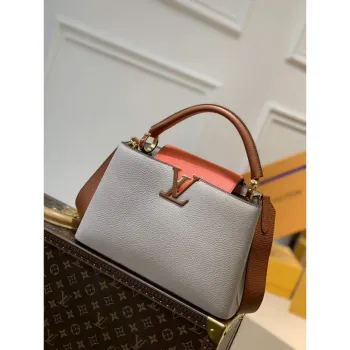 LV M57904 Louis Vuitton Capucines MM Kabelka M57903 Meruňková a Oranžová