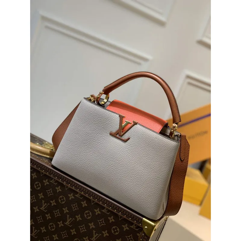 LV M57904 Louis Vuitton Capucines MM Kabelka M57903 Meruňková a Oranžová
