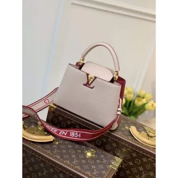 LV M58611 Louis Vuitton Capucines BB Kabelka Béžová a Vínově červená