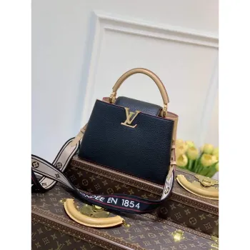 LV M58607 Louis Vuitton Capucines BB Kabelka Černá Meruňková