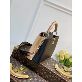 LV M58607 Louis Vuitton Capucines BB Kabelka Černá Meruňková