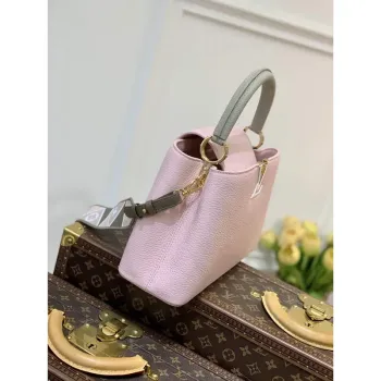 LV M59060 Louis Vuitton Capucines MM Kabelka Růžová Béžová