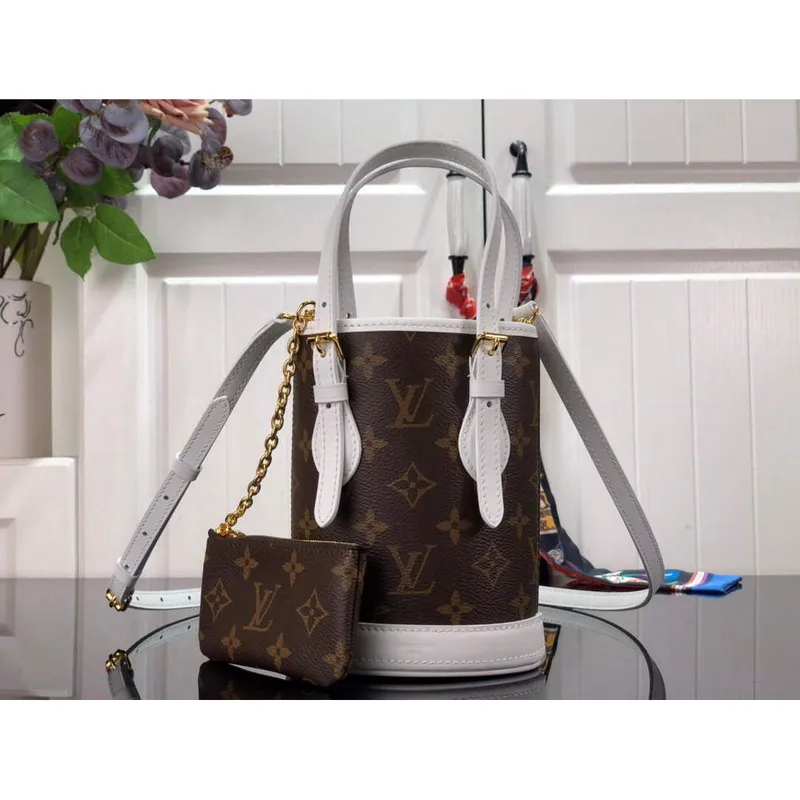LV M81489 Louis Vuitton Nano Bucket Bag Bílá