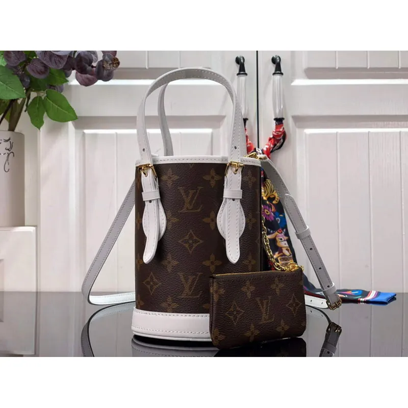 LV M81489 Louis Vuitton Nano Bucket Bag Bílá