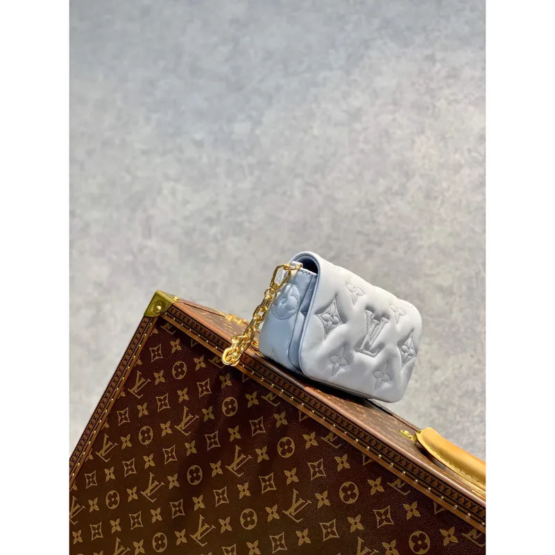 LV M81399 Peněženka Louis Vuitton na popruhu Bubblegram Glacier Blue