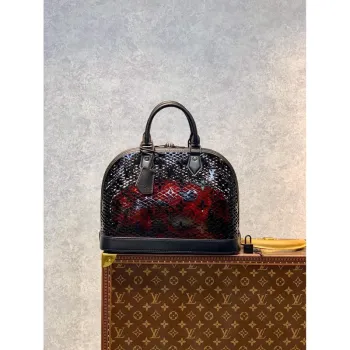 LV M20355 Louis Vuitton Alma PM Kabelka Patentní telecí kůže Černá