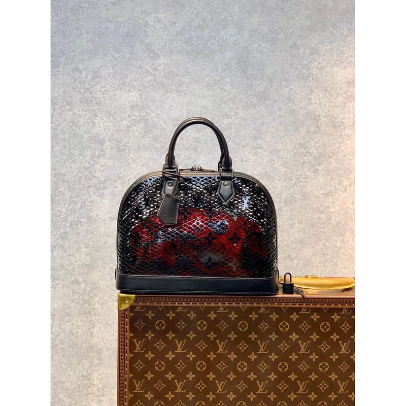 LV M20355 Louis Vuitton Alma PM Kabelka Patentní telecí kůže Černá