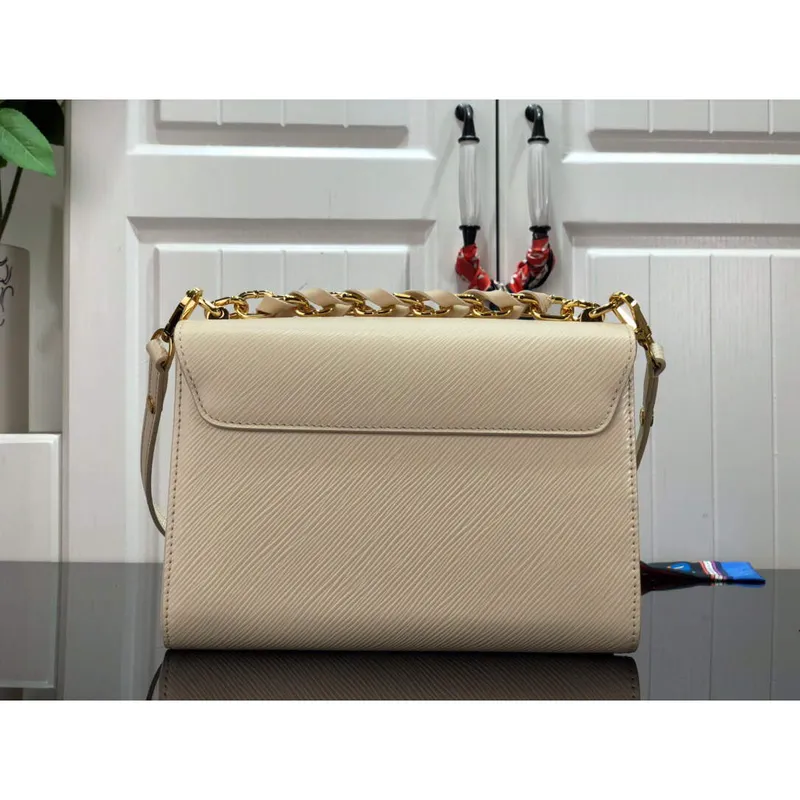 LV M53754 Louis Vuitton Twist MM Epi zrnitá hovězí kůže Quartz bílá