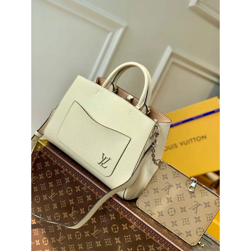 LV M59953 Louis Vuitton Marelle Tote MM Quartz Bílá