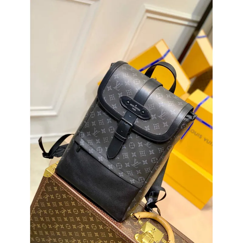 LV M45913 Louis Vuitton Saumur Batoh Černý