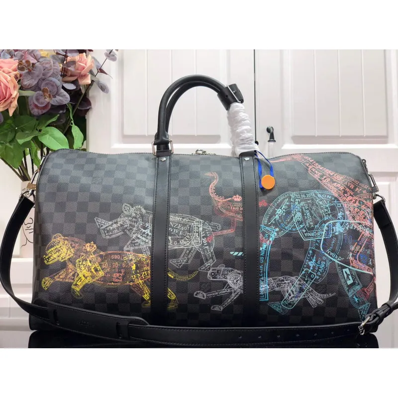 LV N45281 Louis Vuitton Keepall 50B Cestovní taška černá