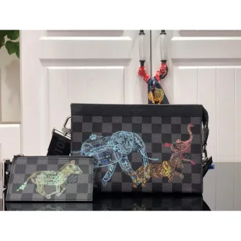 LV N64608 Louis Vuitton Gaston Nositelná peněženka Černá