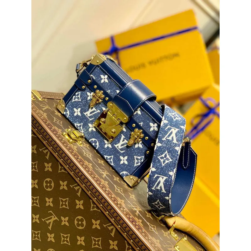 LV M59717 Louis Vuitton Petite Malle Džínová taška Modrá