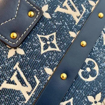 LV M59717 Louis Vuitton Petite Malle Džínová taška Modrá