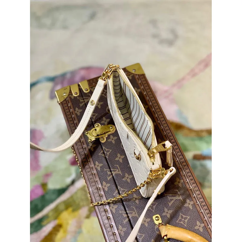 LV M81066 Louis Vuitton Easy Pouch On Strap Crème White M80349