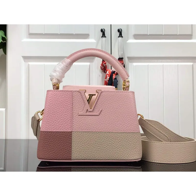 LV M59268 Louis Vuitton Capucines Mini Kabelka M59269 Růžová