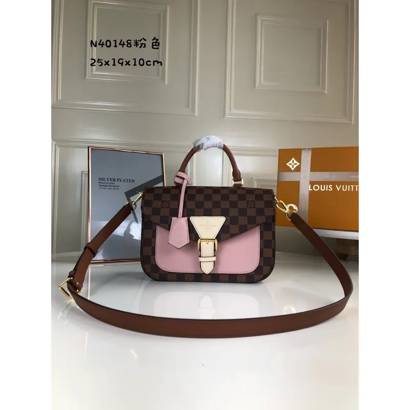 Louis Vuitton N40148 LV Trendy Crossbody Bag Damier Ebene Růžová