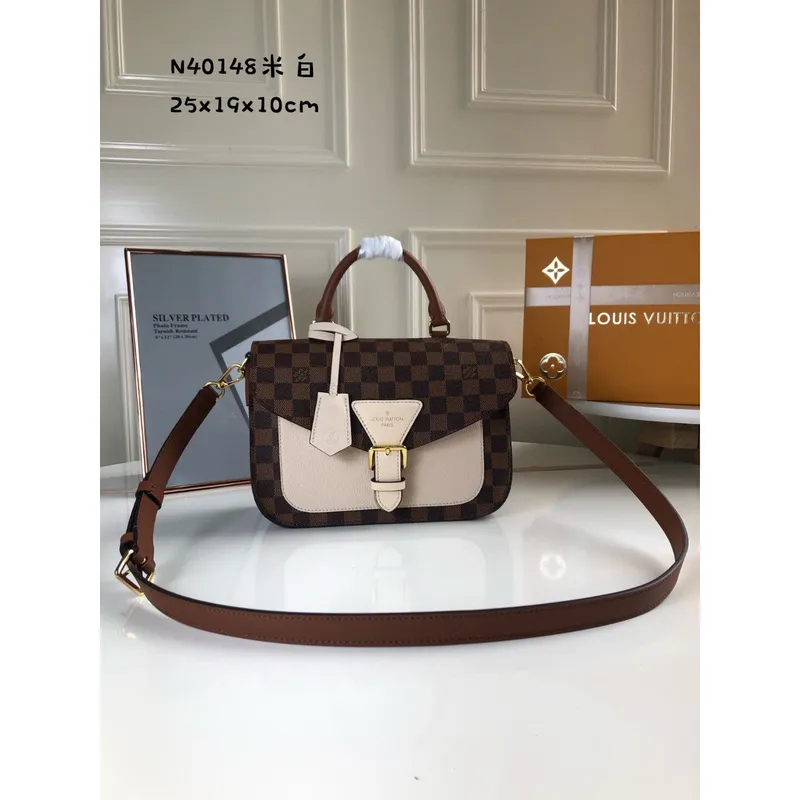 Louis Vuitton N40148 LV Trendy Crossbody Bag Damier Ebene Béžová