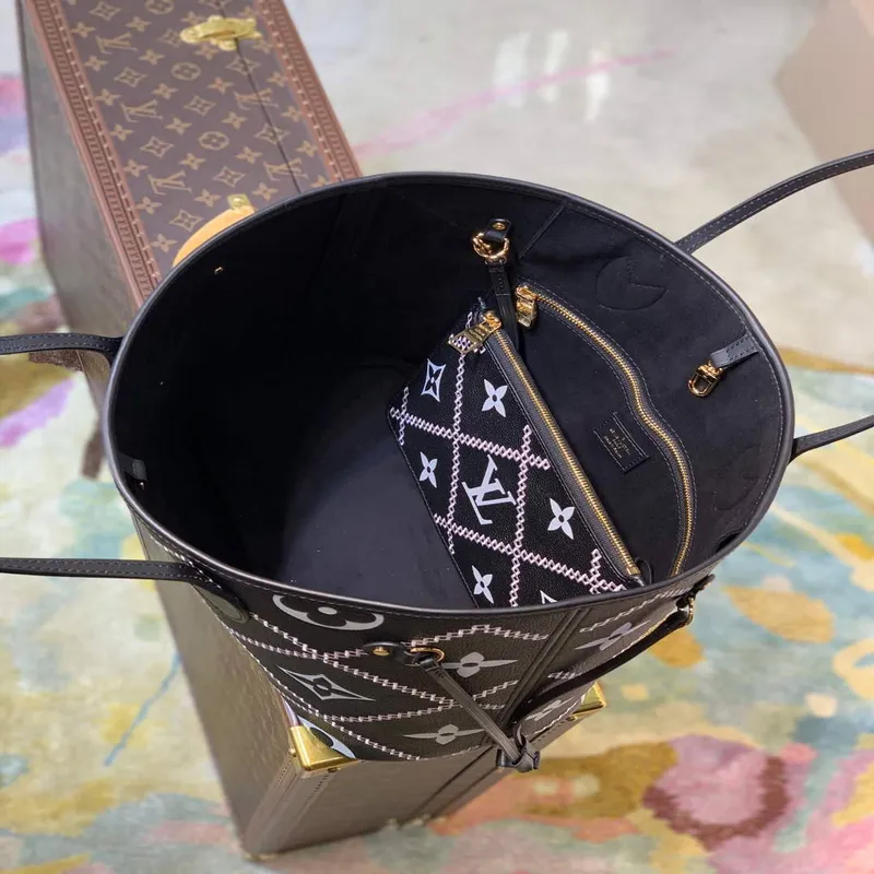 LV M46040 Louis Vuitton Neverfull MM Tote Monogram Taška M46039 Černá