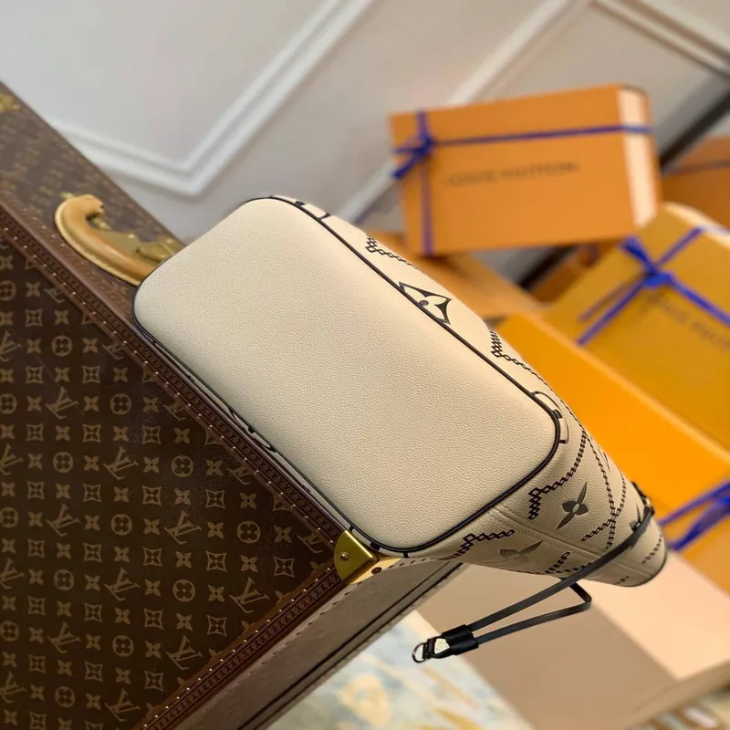 LV M46039 Louis Vuitton Neverfull MM Tote Monogram Taška M46040 Crème Béžová