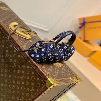 LV M81168 Louis Vuitton Nano Speedy Denim Kožená Taška