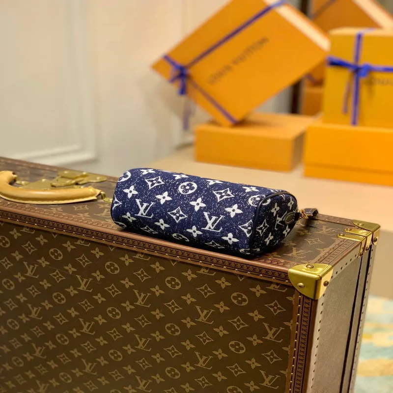 LV M81168 Louis Vuitton Nano Speedy Denim Kožená Taška
