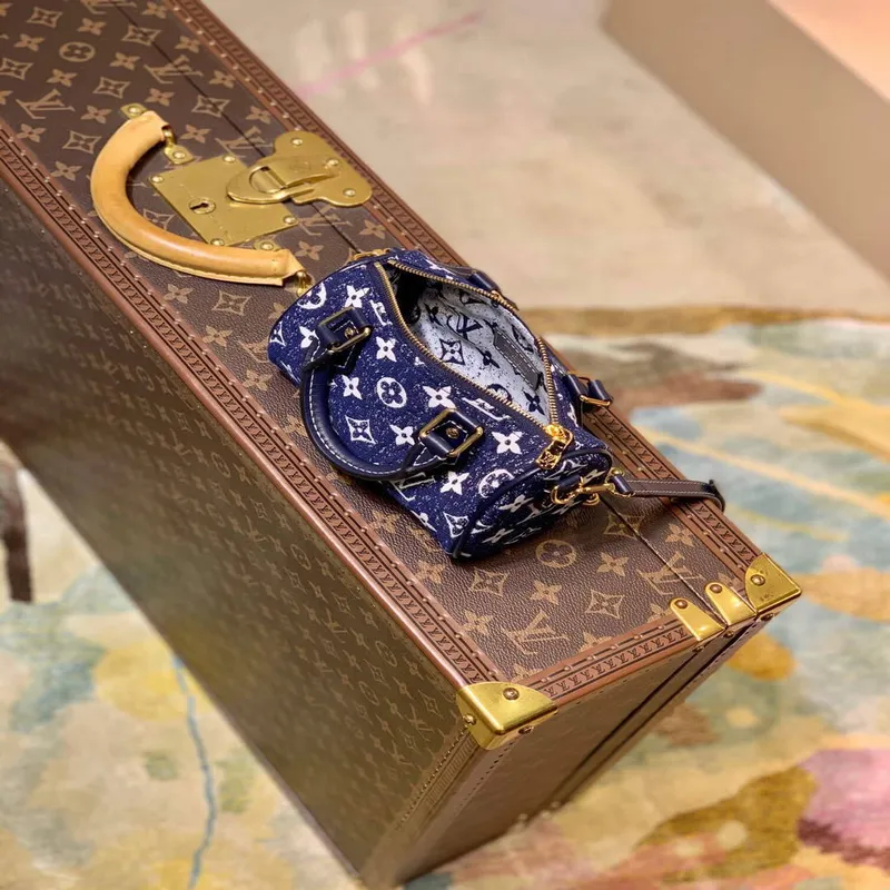 LV M81168 Louis Vuitton Nano Speedy Denim Kožená Taška