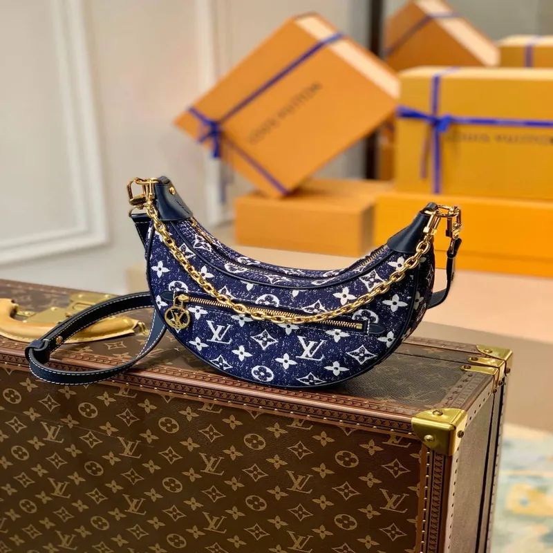 LV M81166 Louis Vuitton Loop Monogram Denim Kožená Taška