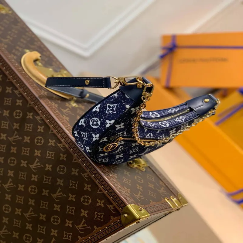 LV M81166 Louis Vuitton Loop Monogram Denim Kožená Taška