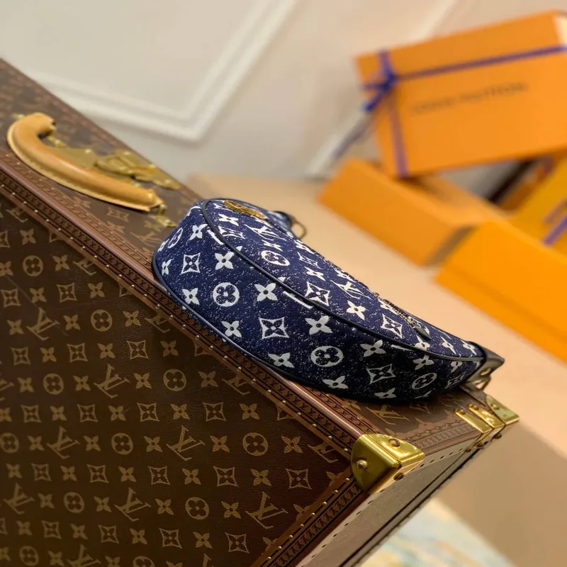 LV M81166 Louis Vuitton Loop Monogram Denim Kožená Taška