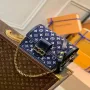 LV M59631 Louis Vuitton Dauphine MM Denim Kožená Taška