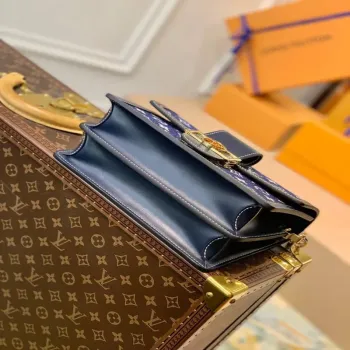 LV M59631 Louis Vuitton Dauphine MM Denim Kožená Taška