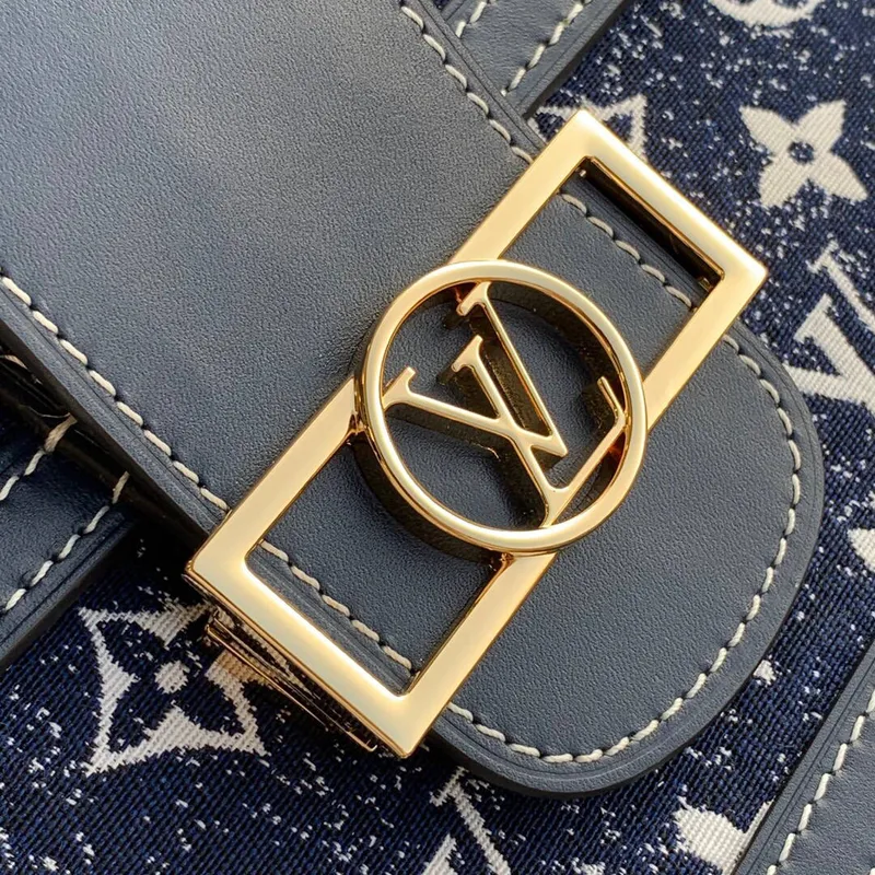 LV M59631 Louis Vuitton Dauphine MM Denim Kožená Taška