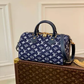 LV M59609 Louis Vuitton Speedy Bandouliere 25 Džínová kožená taška