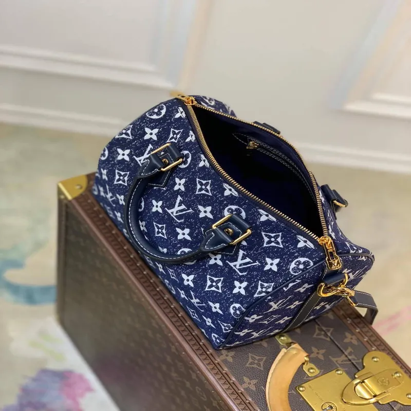 LV M59609 Louis Vuitton Speedy Bandouliere 25 Džínová kožená taška