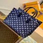 LV M59608 Louis Vuitton Onthego MM Džínová kožená taška