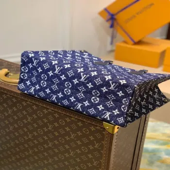 LV M59608 Louis Vuitton Onthego MM Džínová kožená taška