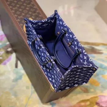 LV M59608 Louis Vuitton Onthego MM Džínová kožená taška