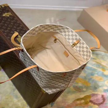 LV N41375 Louis Vuitton Dvoubarevná kostkovaná azurová tištěná taška Cabas MM