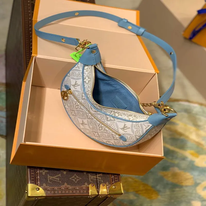 LV M81094 Louis Vuitton Loop Bag Ecru / Modrá