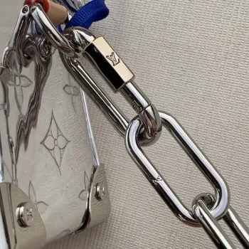 LV M68906 Louis Vuitton Mini Soft Trunk Bag Patent Silver