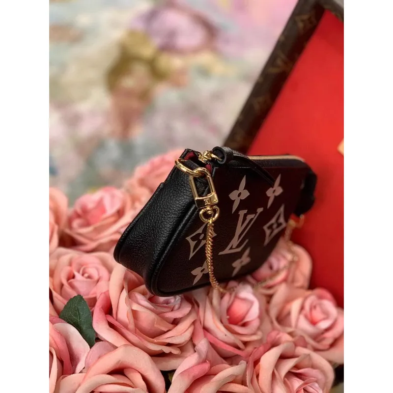 LV M80732 Mini Pochette Accessoires Bicolor Monogram Empreinte Kůže Černá a Béžová