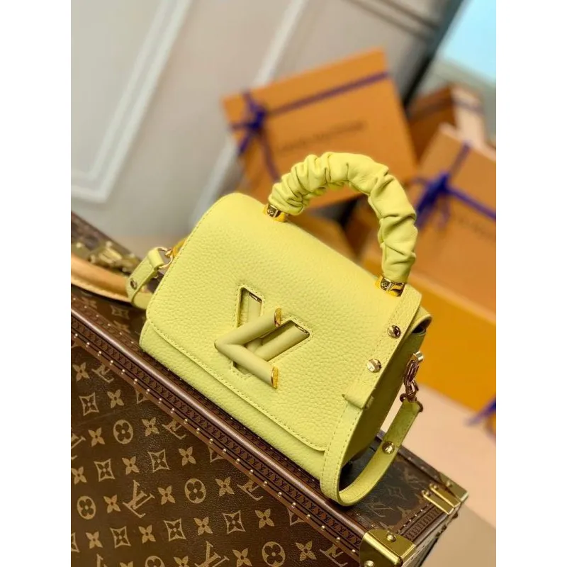 LV M58571 Louis Vuitton Twist PM Kožená kabelka Zázvorově žlutá