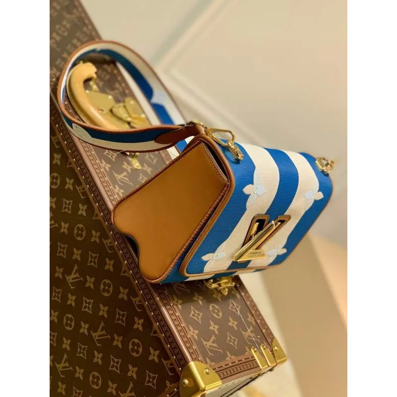 LV M57659 Louis Vuitton M57722 twist MM Jiná kůže Kabelka přes rameno Modrá