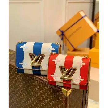 LV M57659 Louis Vuitton M57722 twist MM Jiná kůže Kabelka přes rameno Modrá