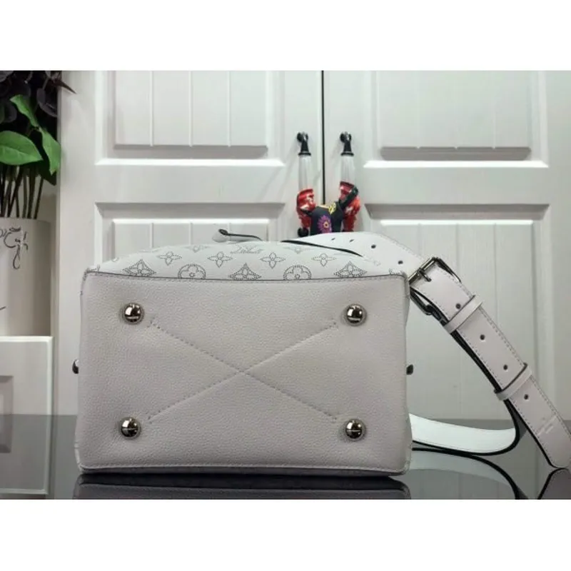 LV M58483 Louis Vuitton Muria Mahina Bucket Bag Sněhově bílá
