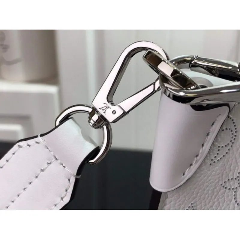 LV M58483 Louis Vuitton Muria Mahina Bucket Bag Sněhově bílá