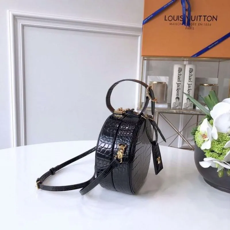LV N93597 Louis Vuitton Petite Boite Chapeau Crocodilien Brillant N93598 Taška Černá