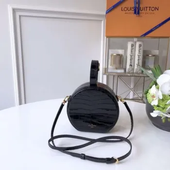 LV N93597 Louis Vuitton Petite Boite Chapeau Crocodilien Brillant N93598 Taška Černá